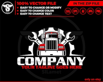 trucking repair logo - trucking service logo - truck trailer repair logo - trucking fix logo