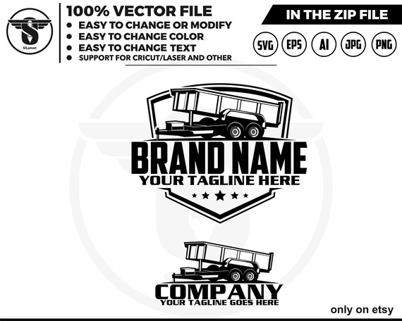 silhouette Bumper Pull Dump Trailer logo, silhouette dump trailer logo, trailer towing logo, truck pickup logo svg, towing Company Logo
