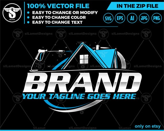 Pressure Wash logo - Wash House logo - house washing logo - wash logo - clean logo