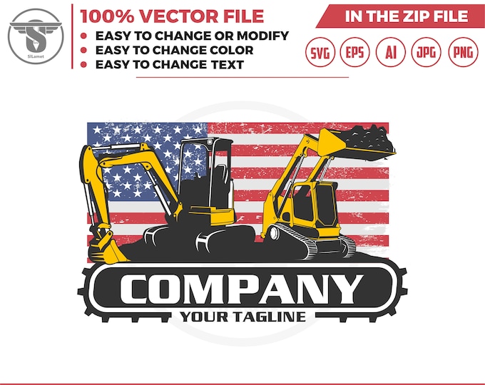 skid steer and mini excavator logo svg, skid steer Bulldozer logo, skid steer SVG, Wheel Loader Svg, skid steer excavator,mini excavator svg