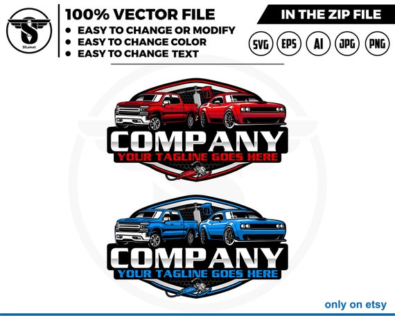 pickup truck and sport car wash - Car wash pickup truck logo template - car wash logo - cleaning car logo - automotive - detailing logo