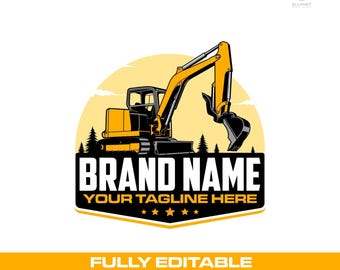 Mini Excavator Logo: Compact Digging Construction Vector Designs (SVG, EPS, PNG)