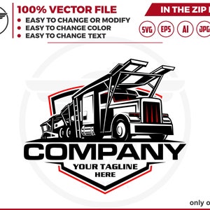 Logotipo de caminhão de transporte de carros: design de reboque de transporte (download digital)