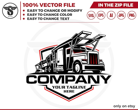 car carrier logo - car transport trailer truck logo - delivery truck logo