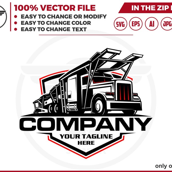 car carrier logo - car transport trailer truck logo - delivery truck logo