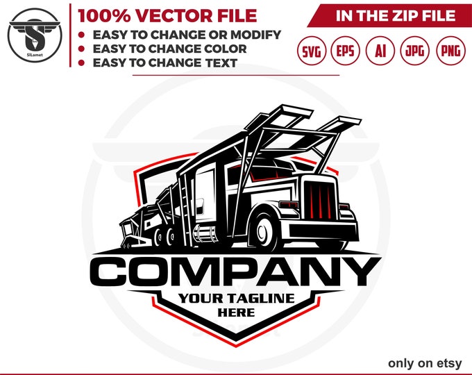car carrier logo - car transport trailer truck logo - delivery truck logo