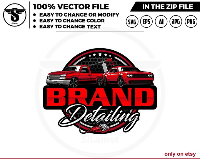 pickup truck and sport car wash - Car wash pickup truck logo template - car wash logo - cleaning car logo - automotive - detailing logo