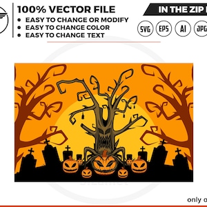 Scary Halloween Tree SVG: Spooky Background Graphics (Digital Download)
