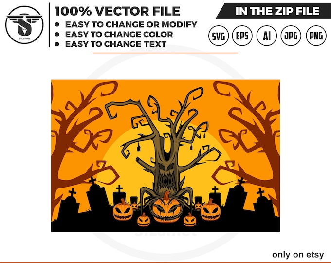 Halloween tree background - Halloween background - scary tree svg - living tree svg, devil tree svg