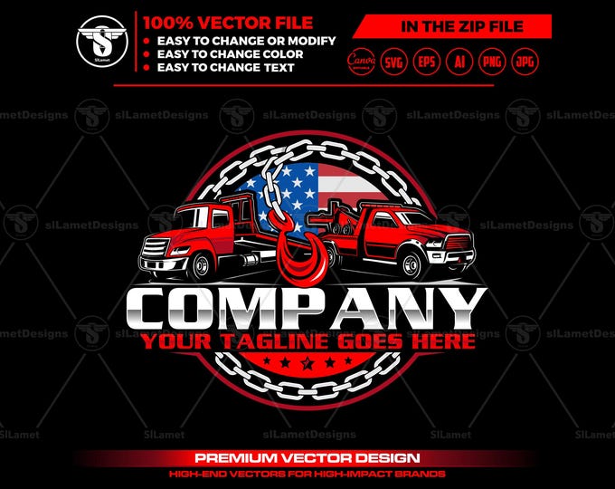 American Towing Truck Logo: car recovery SVG