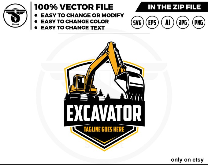 excavator logo - digging logo - earth digging logo - excavator svg - Heavy Equipment logo, Construction Logo