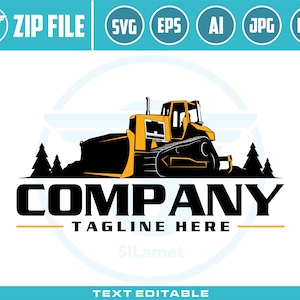 Bulldozer logo SVG, Heavy Equipment logo Svg, Bulldozer Clipart, Bulldozer svg, skid steer logo, skid steer Bulldozer logo, Wheel Loader
