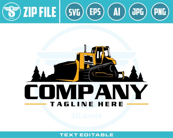 Bulldozer logo SVG, Heavy Equipment logo Svg, Bulldozer Clipart, Bulldozer svg, skid steer logo, skid steer Bulldozer logo, Wheel Loader