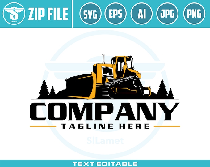 Bulldozer logo SVG, Heavy Equipment logo Svg, Bulldozer Clipart, Bulldozer svg, skid steer logo, skid steer Bulldozer logo, Wheel Loader