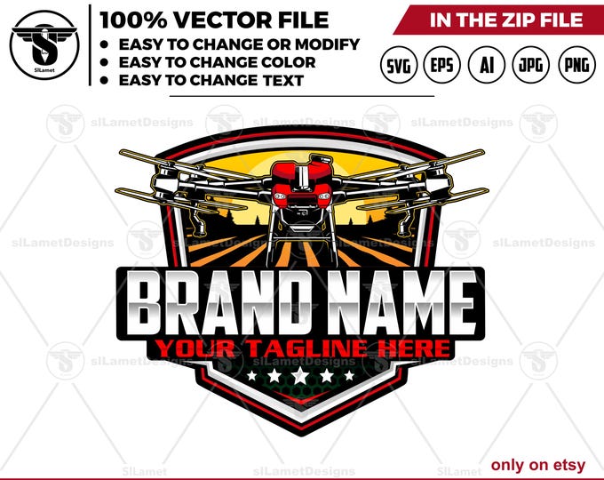 Agricultural Drone Logo - Farm Drone Logo Template - Digital Download - Precision Farming Branding Design - Agras T50