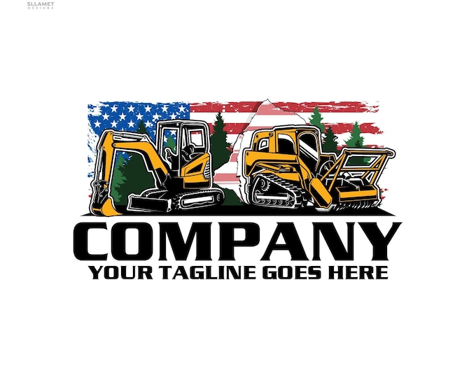 Forestry Equipment Logo: Editable Vector Design for American Skid Steer & Mini Excavator (SVG, EPS, PNG)