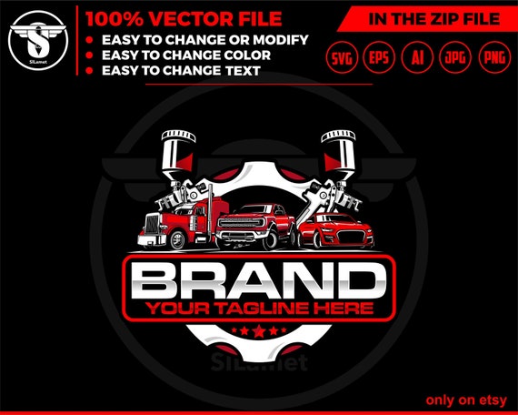 car service logo, car repair logo template,automotive logo, truck trailer, sport car and pickup, auto body logo, auto paint logo