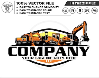 equipment vehicles logo, heavy equipment svg, dump truck, mini excavator, Skid steer loader logo, truck logo, skid steer svg,, Bulldozer svg