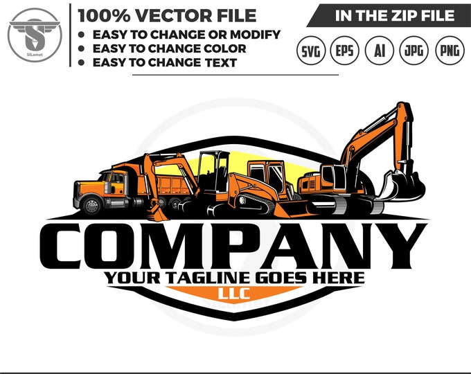 equipment vehicles logo, heavy equipment svg, dump truck, mini excavator, Skid steer loader logo, truck logo, skid steer svg,, Bulldozer svg