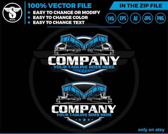 silhouette dump trailer logo, trailer towing logo, truck pickup logo svg, towing Company Logo, pickup truck outline, pickup truck dump