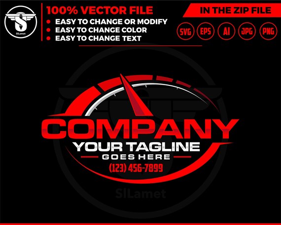 Speed racing car logo -spedometer logo - automotive logo - racing car logo
