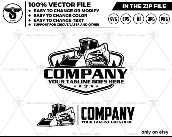 Minimalist Skid Steer Logo - Simple Skid Steer logo - Compact Loader Icon - Clean Construction Equipment logo