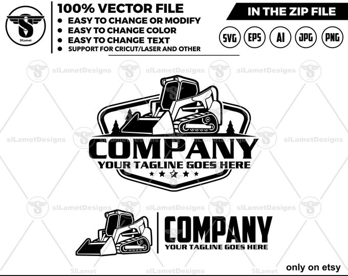 Minimalist Skid Steer Logo - Simple Skid Steer logo - Compact Loader Icon - Clean Construction Equipment logo