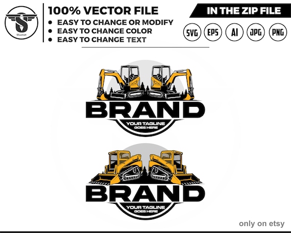 skid steer and mini excavator logo svg, skid steer Bulldozer logo, skid steer SVG, Wheel Loader Svg, skid steer excavator,mini excavator svg