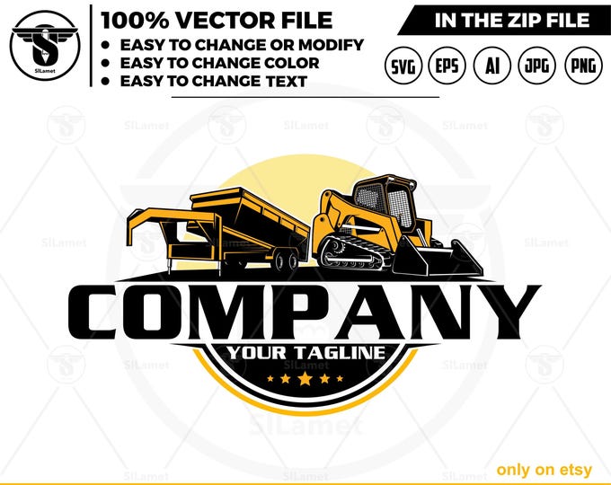 dump trailer and skid steer logo