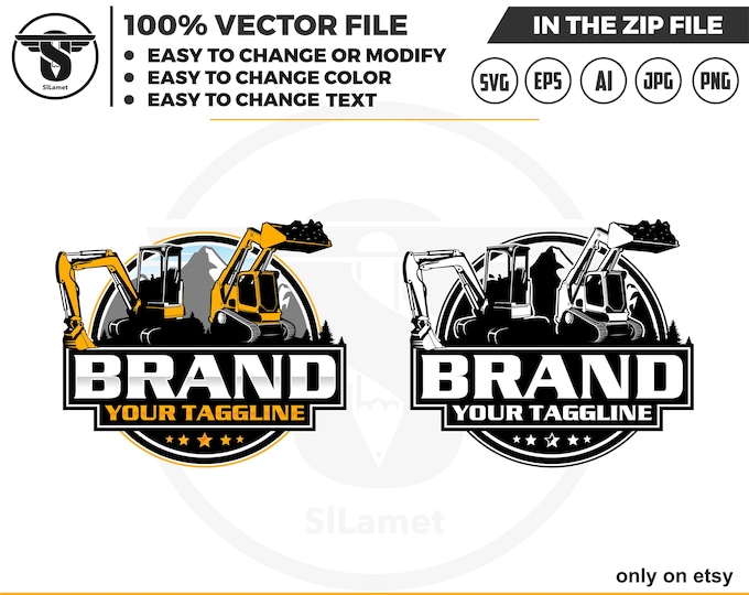 skid steer and mini excavator logo svg, skid steer Bulldozer logo, skid steer SVG, Wheel Loader Svg, skid steer excavator,mini excavator svg