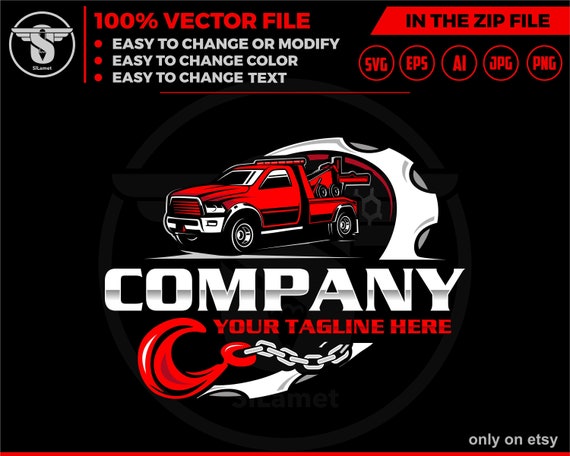 towing and repair logo - towing and mechanic logo, towing truck logo, towing logo template, towing chain svg, tow truck logo, towing service