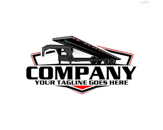 Tilt Trailer Logo: Editable Vector Design for Equipment Transport & Hauling Service (SVG, EPS, PNG)