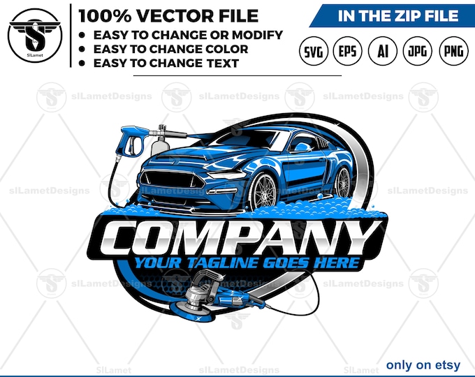 Luxury Car Wash Logo - Premium Car Detailing Logo - Elite Auto Spa logo - High-End Vehicle Cleaning logo