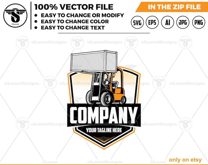 Forklift Logo - Warehouse Equipment Logo - Industrial Machinery Logo - Heavy Lifting Icon - Forklift Vector Design