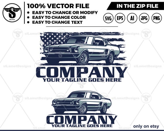 american classic car logo, sport car logo, automotive logo, classic mustang, racing car logo, dealer car logo - 1967 ford mustang