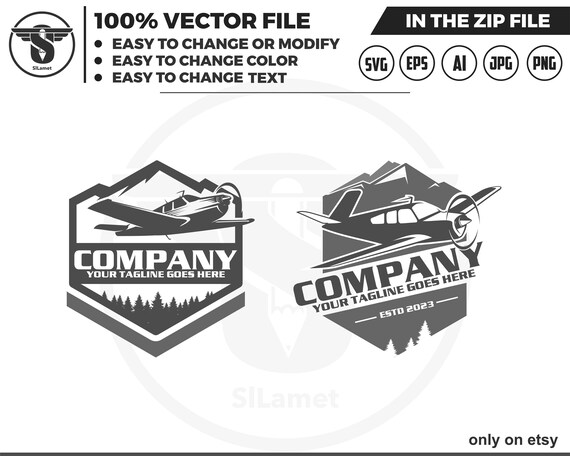 Light aircraft logo - private planes logo - small planes logo - airplanes logo