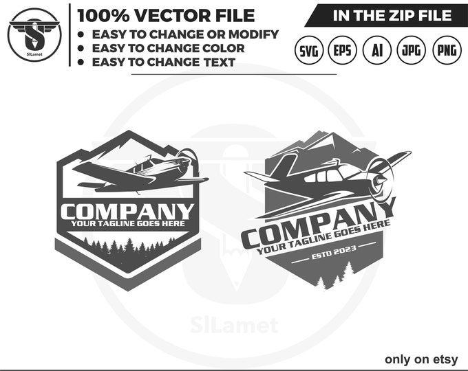 Light aircraft logo - private planes logo - small planes logo - airplanes logo