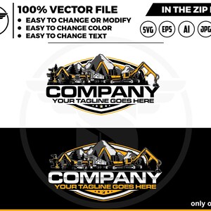 Logging Equipment Logo: Heavy Machines Vector Graphics (Digital Download)