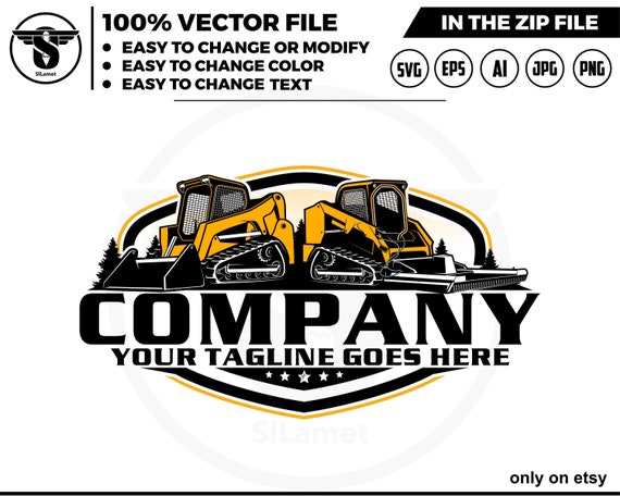 skid steer and brush hog logo -   brush hog head skid steer logo - skid steer brush cutter logo