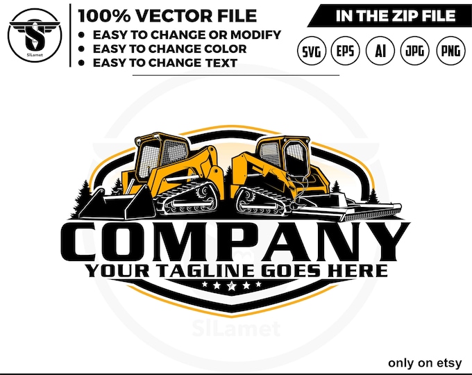 skid steer and brush hog logo -   brush hog head skid steer logo - skid steer brush cutter logo