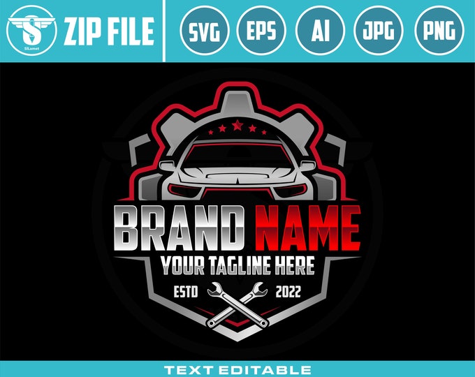 car repair logo template, car repair svg , auto fix logo, auto repair logo, car service logo, gear car logo, automotive logo SVG FILE