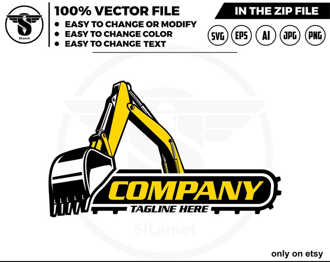 excavator logo template - bucket excavator svg - construction logo - digging logo - earth digging logo - excavator svg