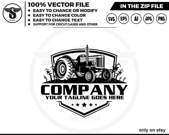 vintage tractor logo - vintage tractor silhouette - old tractor logo - classic tractor logo