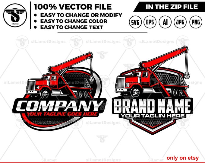 tree sevice logo - Forestry crane truck logo - crane truck logo - tree cuting logo - crane boom truck logo - Tree trimmer truck logo