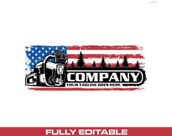 American Chainsaw Logo: Wood Cutting Tree Service Vector Designs (SVG, EPS, PNG)