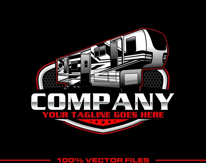 Fifth Wheel Logo: Fully Editable, Camper RV Dealer Business Vector Design