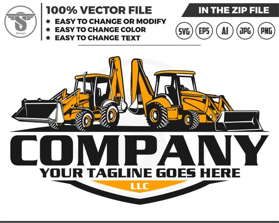 Backhoe Loaders logo svg, Backhoe Excavator logo svg, Backhoe svg, heavy equipment vehicle logo, excavator logo, Backhoe Loaders SVG FILE