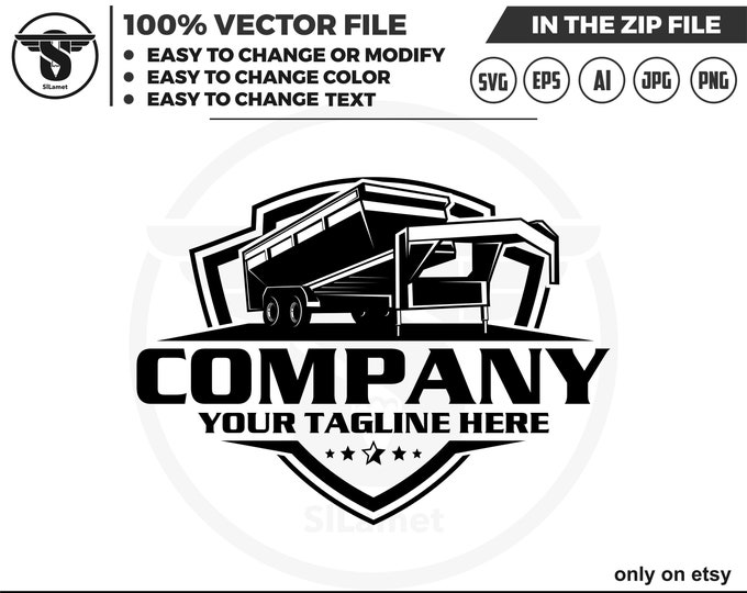 gooseneck dump trailer logo, silhouette dump trailer logo, trailer towing logo, truck pickup logo svg, towing Company Logo, pickup truck