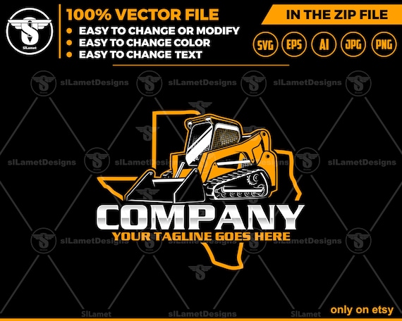 Texas Skid Steer Logo - Skid Steer Loader Logo  - Compact Loader Logo Template - Construction Equipment Branding  - Skid Steer Logo