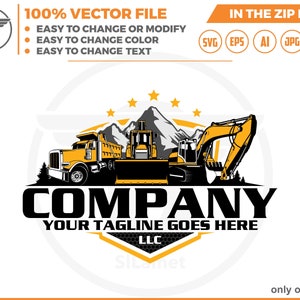 logo di veicoli per attrezzature - logo di attrezzature pesanti - Bulldozer svg - autocarro con cassone ribaltabile - escavatore